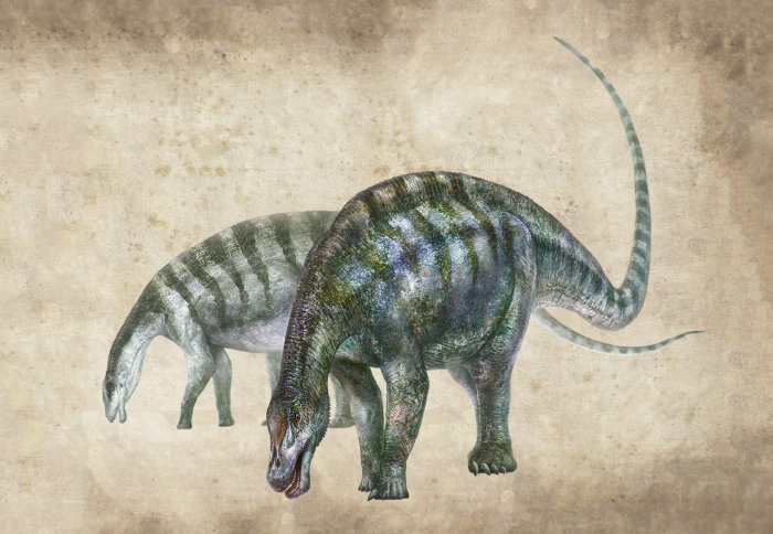 Artist’s rendering of Lingwulong shenqi, a newly discovered dinosaur unearthed in northwestern China.