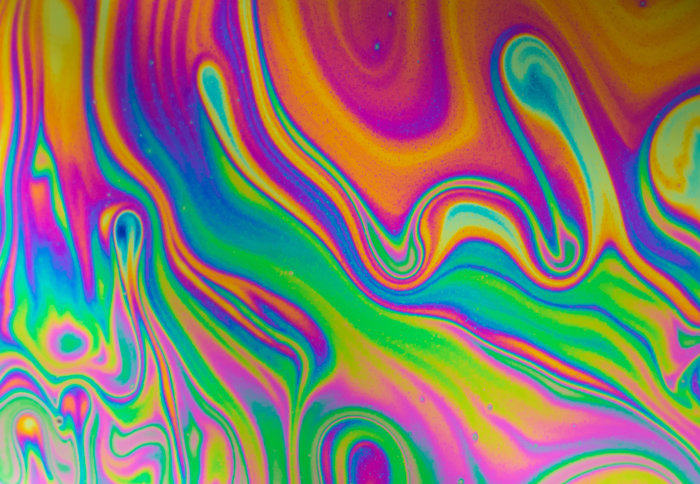 A colourful display of oil on water