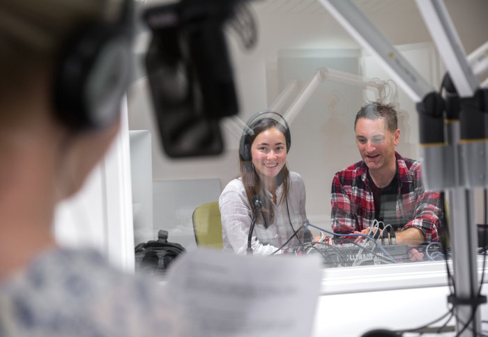 MSc Science Communication students in the radio studio