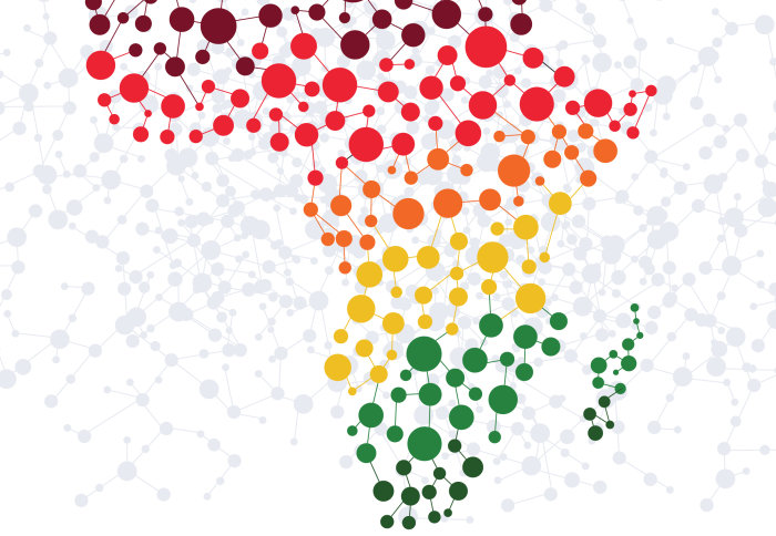 Image of outline of Africa with interconnected dots