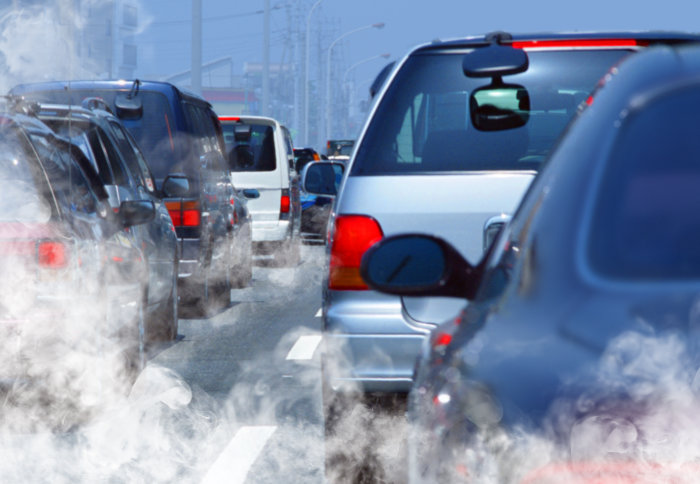 Cars and exhaust fumes
