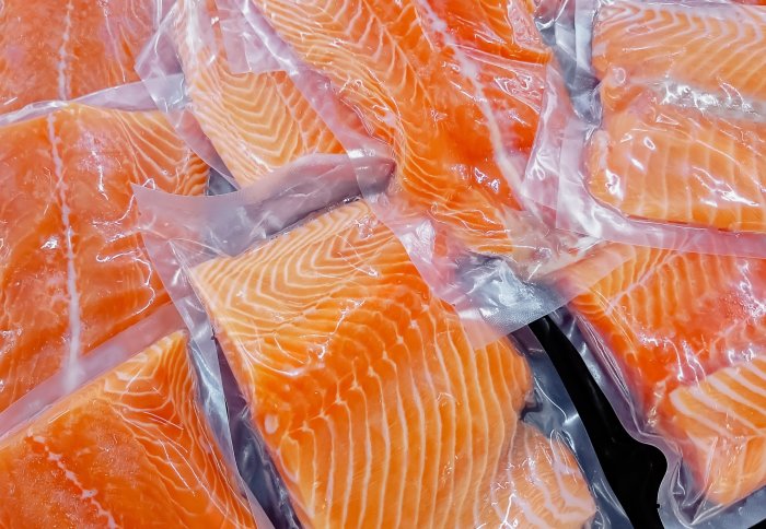 Photo of salmon fillets in packages
