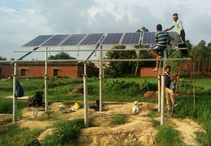 Solar pumps under construction in India