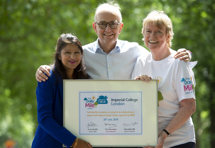 Professor Sonia Saxena, Sir Jim Ratcliffe and Elaine Wyllie MBE