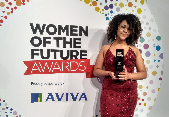 Vanessa Madu with her award at the gala dinner ceremony