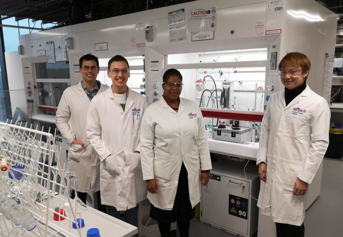 Project team members in the ROAR lab (l-r): Dr Ben Deadman, Roddy Stark, Valerie Maswanganyi and Simeng Wang