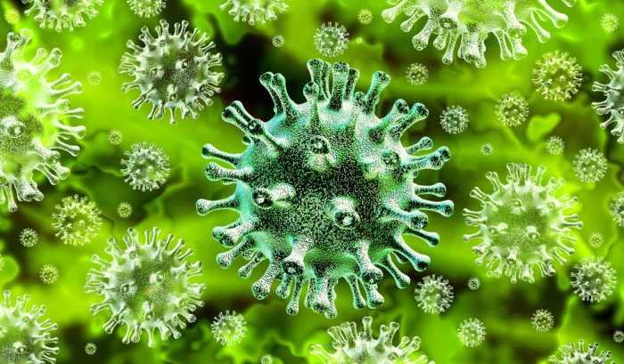 Coronavirus particle 3D illustration