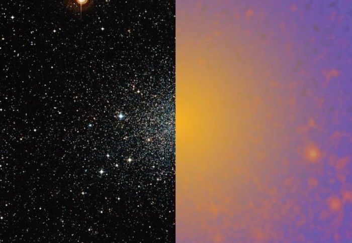Image of a dwarf galaxy and the expected dark matter signal