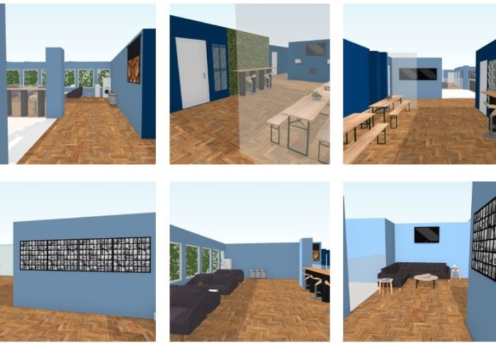 Computer generated images of the redesigned Huxley Building corridor