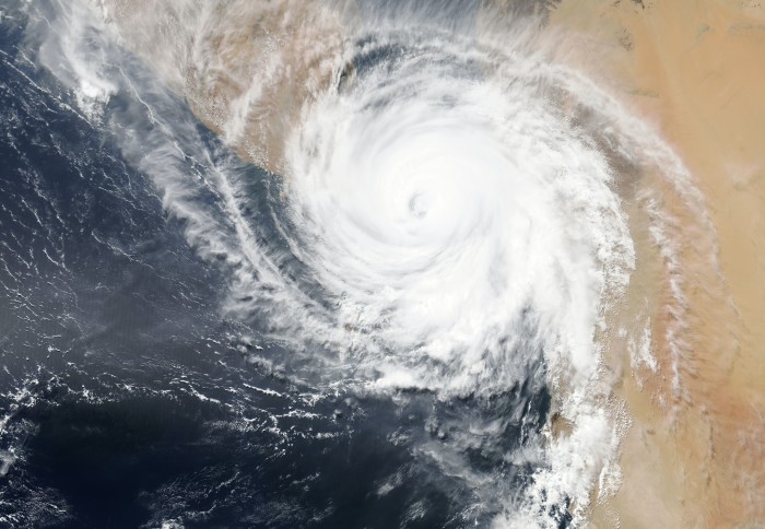 Hurricane over Yemen, captured by NASA