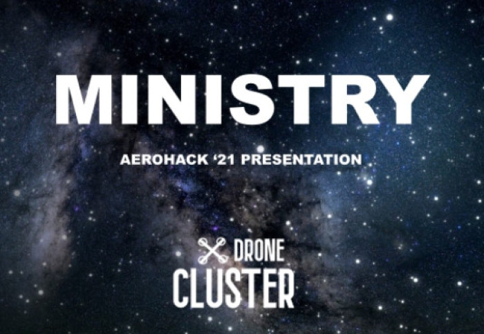 The first slide of the presentation from the winning AeroHack team Ministry