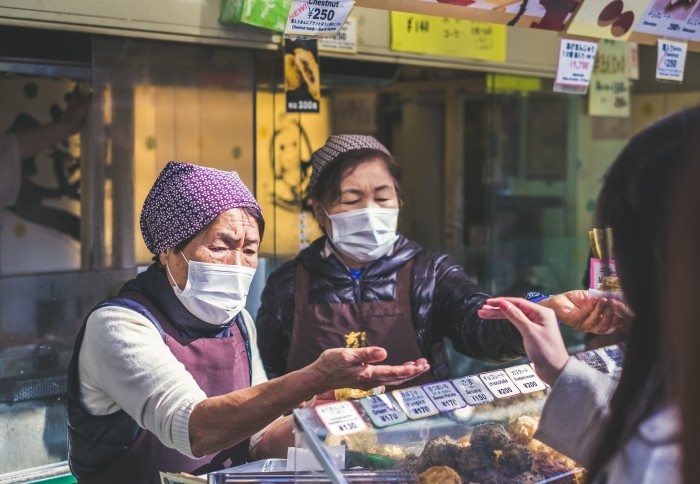 Women in Japan wearing face masks