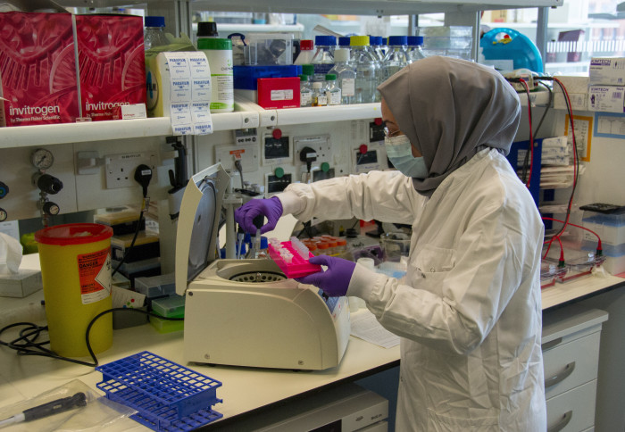 Woman working in a chemistry lab