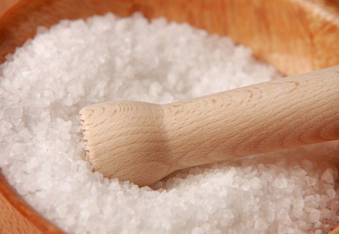 Close up of a bowl of salt