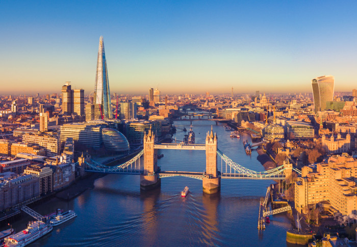 London skyline at sunset