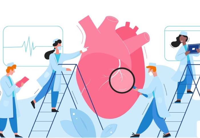 illustration of researchers working on heart