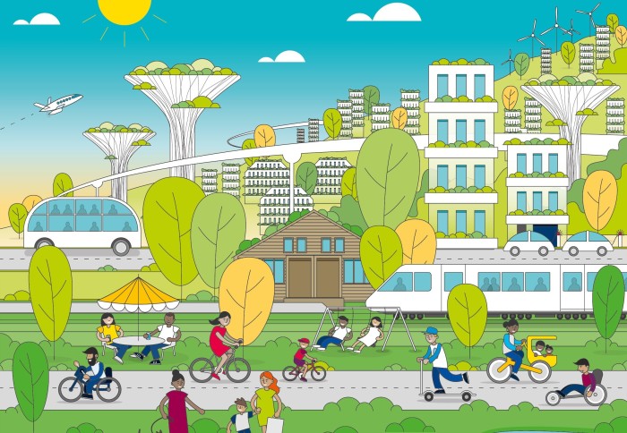 Illustration of a future with net-zero transport