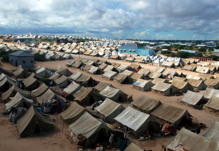 Aerial view of a refugee camp in Somali