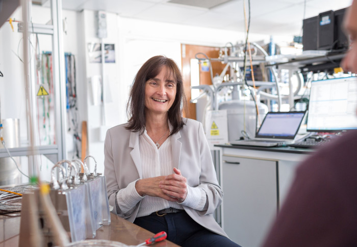 Professor Michele Dougherty in the lab