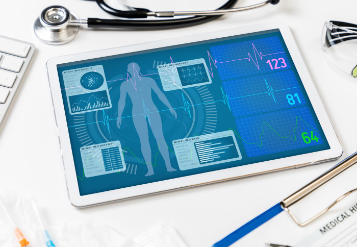 Representation of digital health data on tablet device