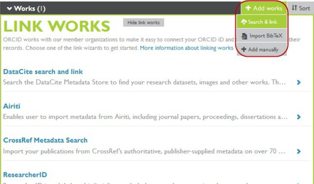 ORCID screen image
