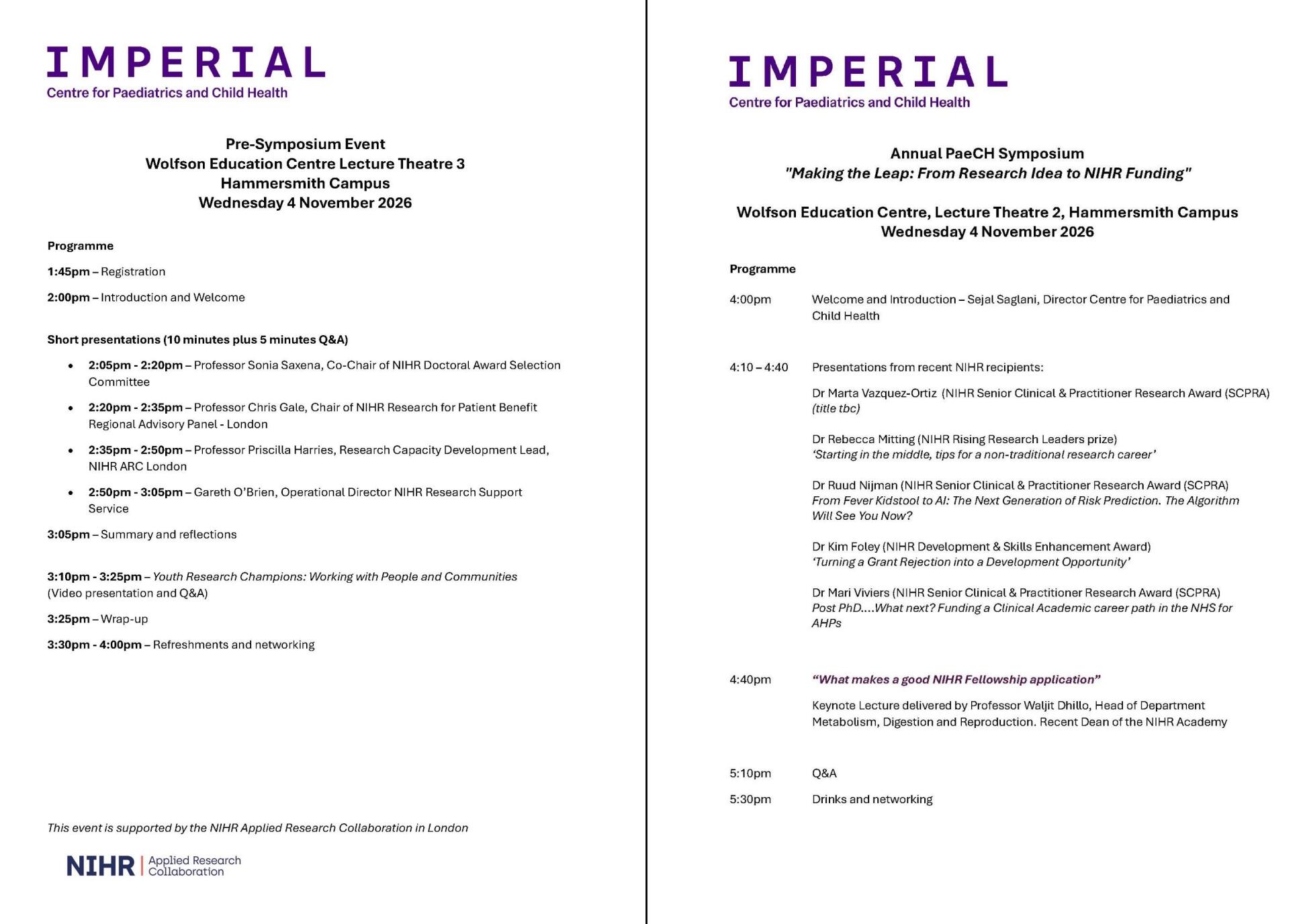 Flyer with programme details