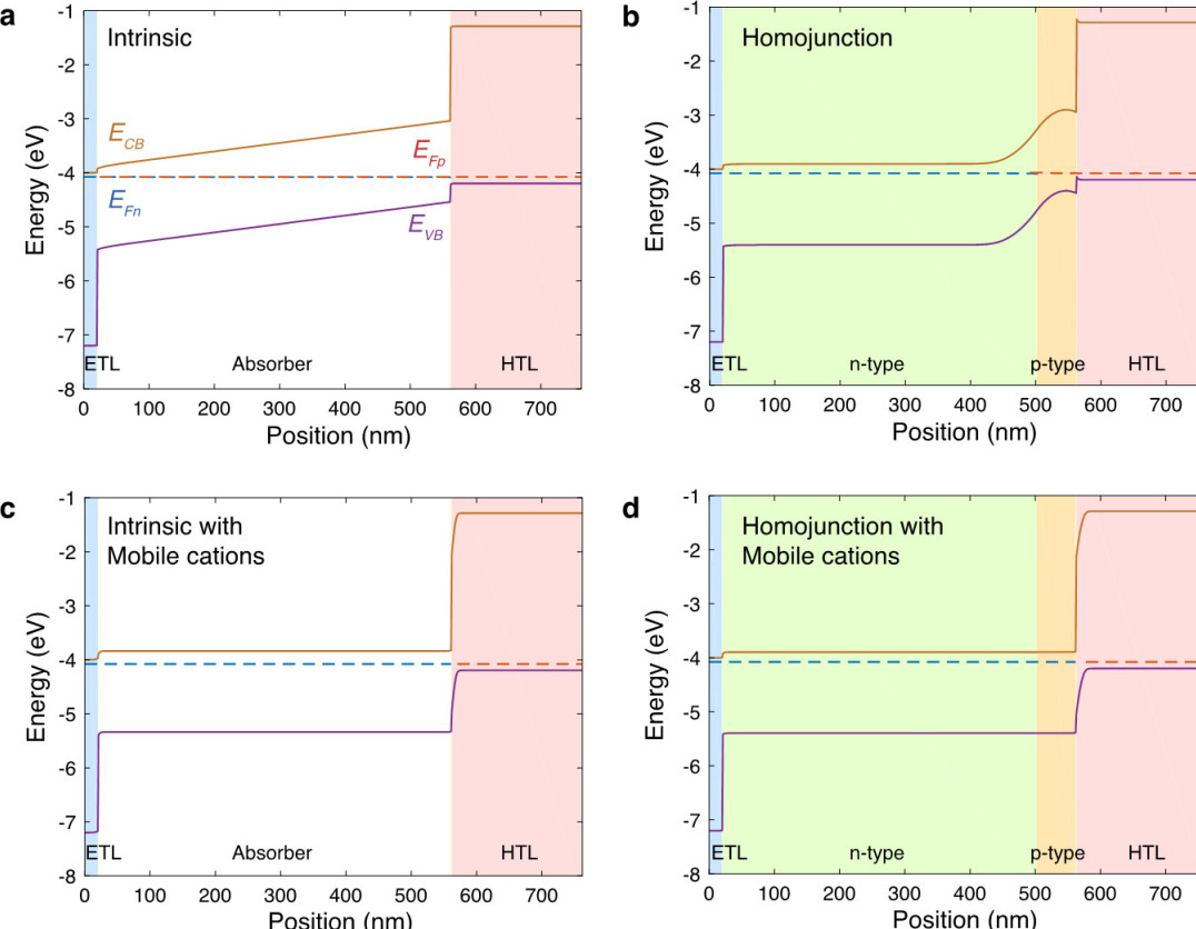 perovskite p-n homojunction with mobile ions