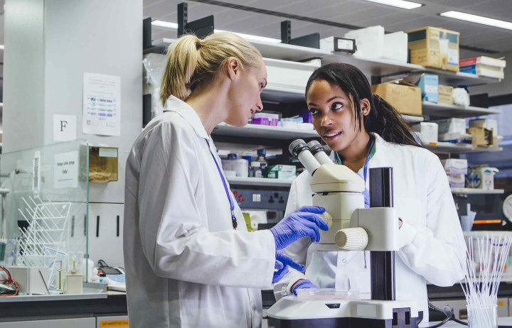 Postgraduate researcher in laboratory