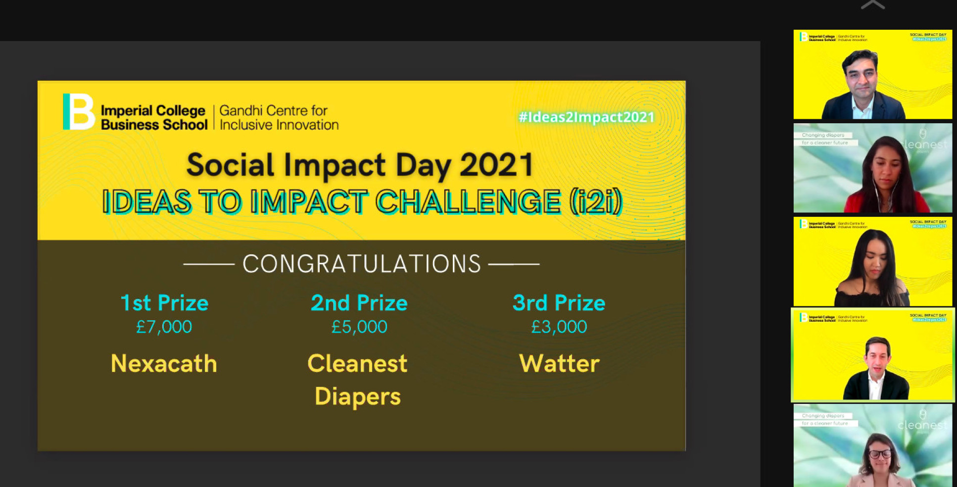 The winners of the Ideas to Impact Challenge