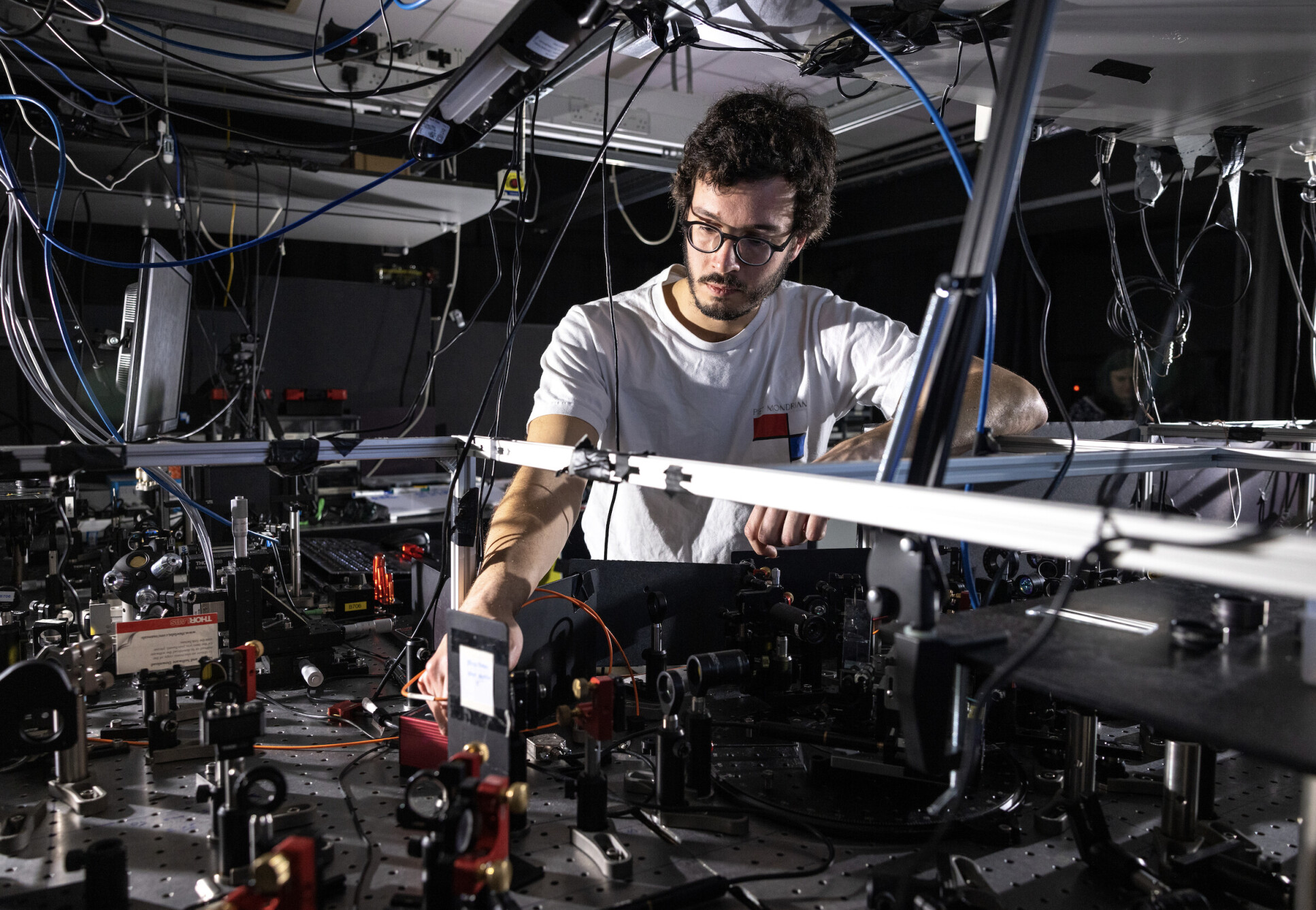 Romain Tirole, a PhD student in the Complex Nanophotonics Research Group, is controlling complex nanolasers in the ultrafast plasmonics lab.