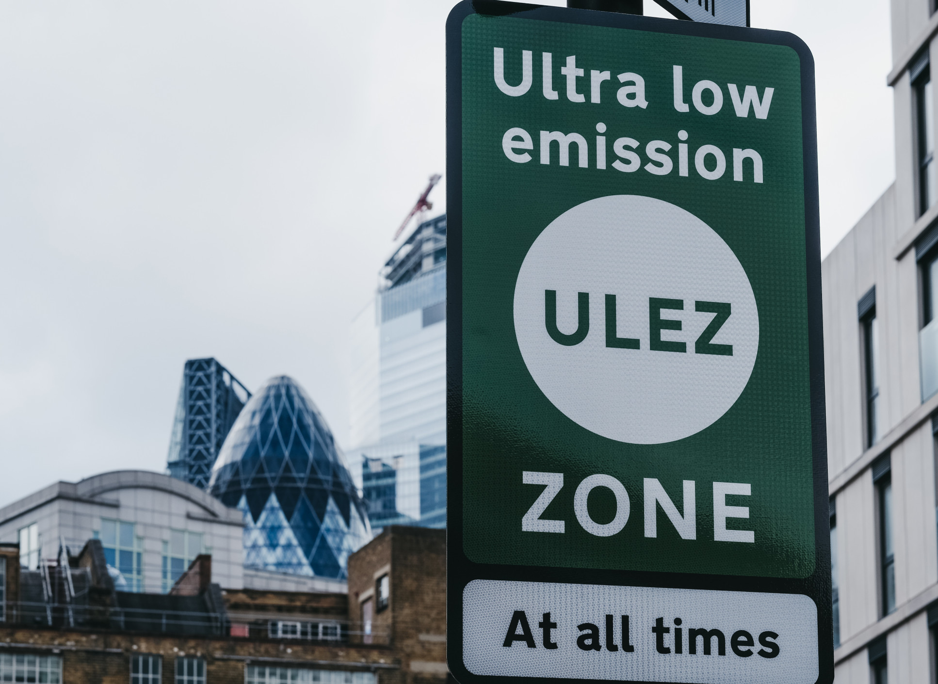 A sign for the Ultra Low Emission Zone in central London