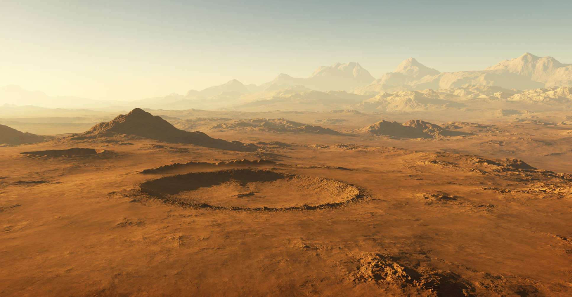 3D illustration of Mars landscape