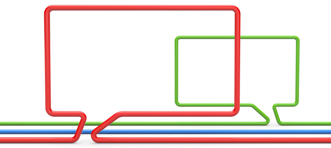 a red line and a green line which make speech bubbles