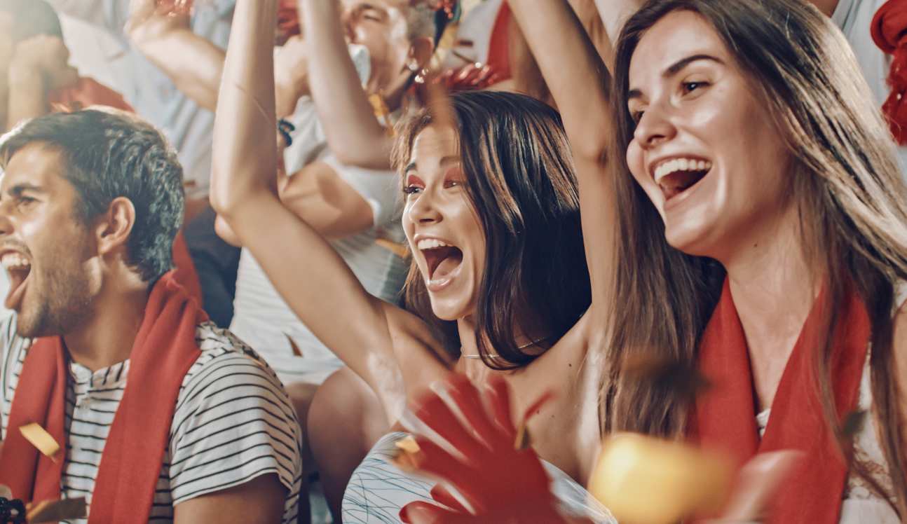 Excited fans at a sports match