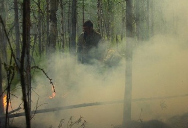 Fighting a forest fire in Siberia