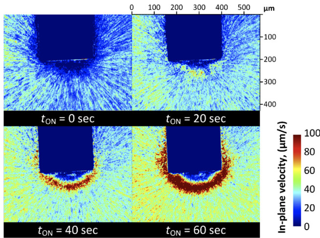 Velocity mapping results at different time frames.