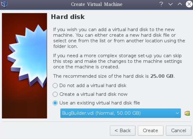 Select hard disk image