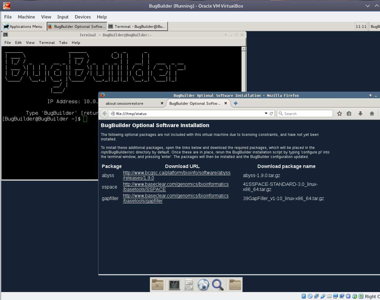 BugBuilder VM running