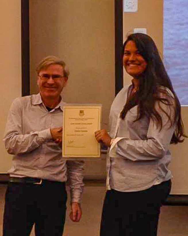 Chandra receives her John Archer Award Certificate