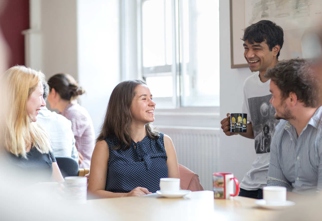 PhD students at daily morning coffee