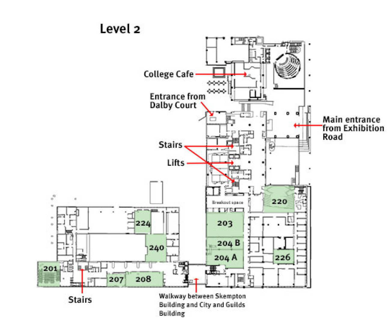 Floorplan of Level 2 Skempton and City & Guild Buildings