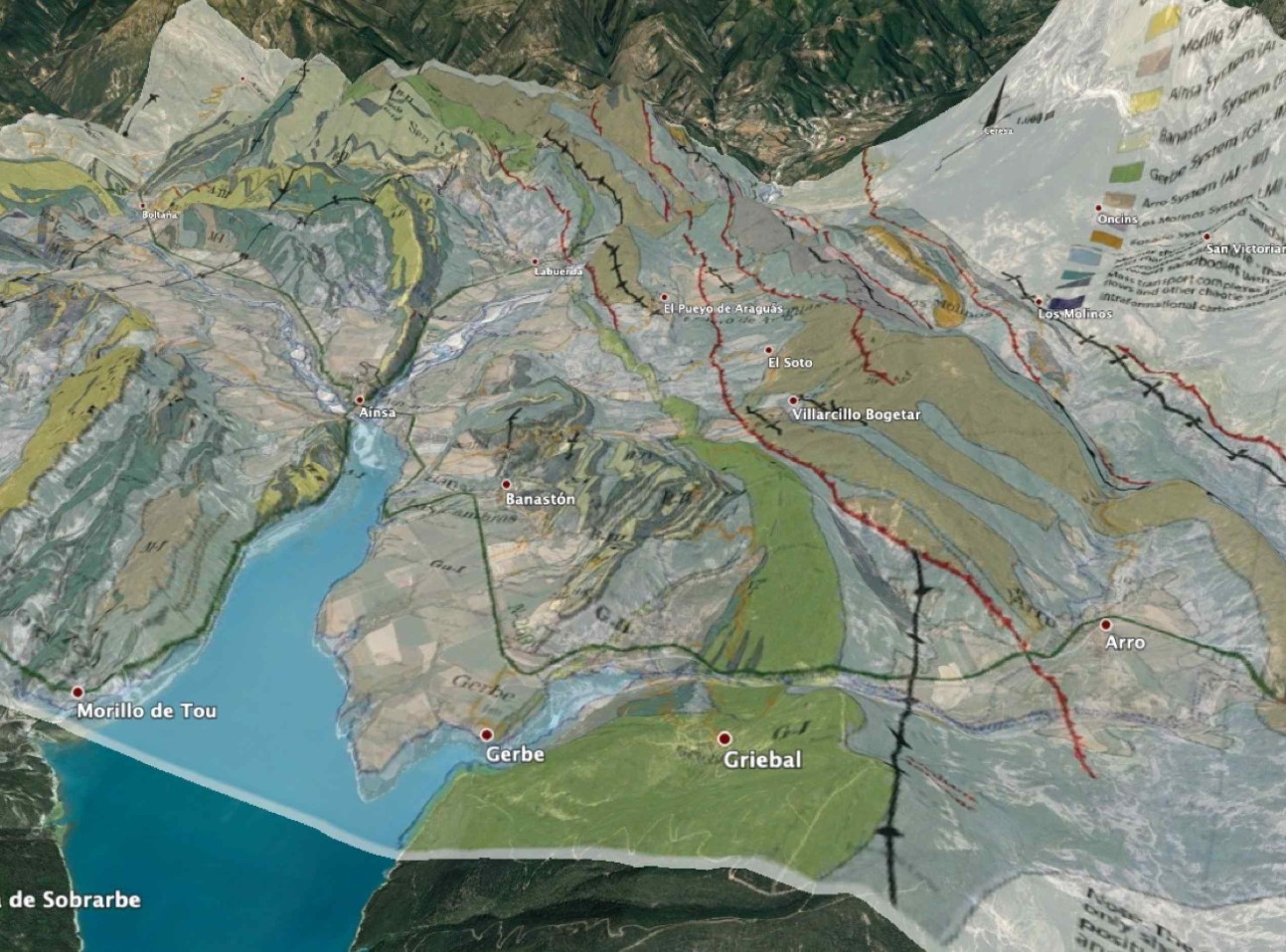 A Google Earth grid overlaid with a traditional map