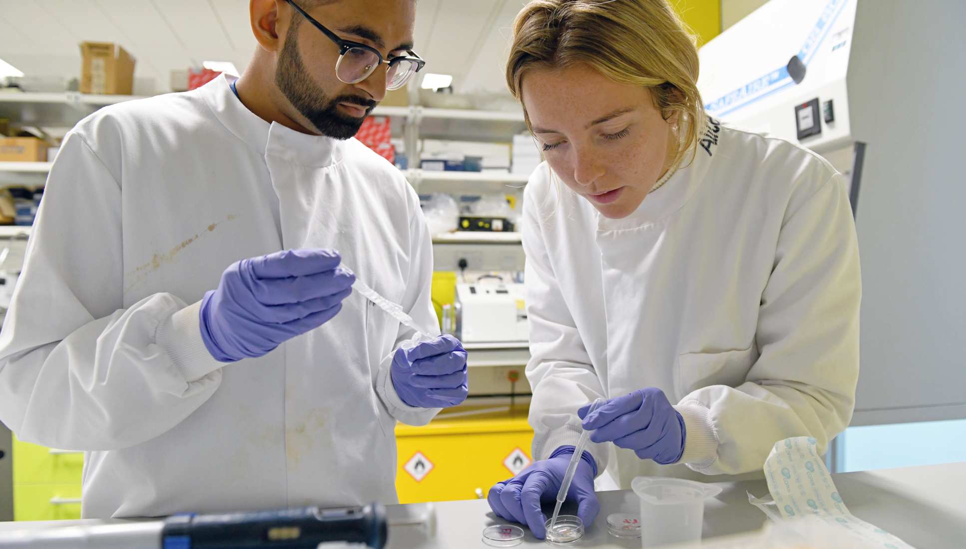 Two researchers in lab