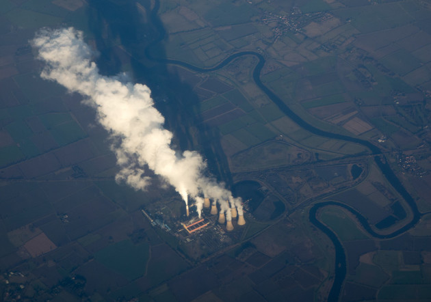 An aerial view of Cottam Power Station and the River Trent