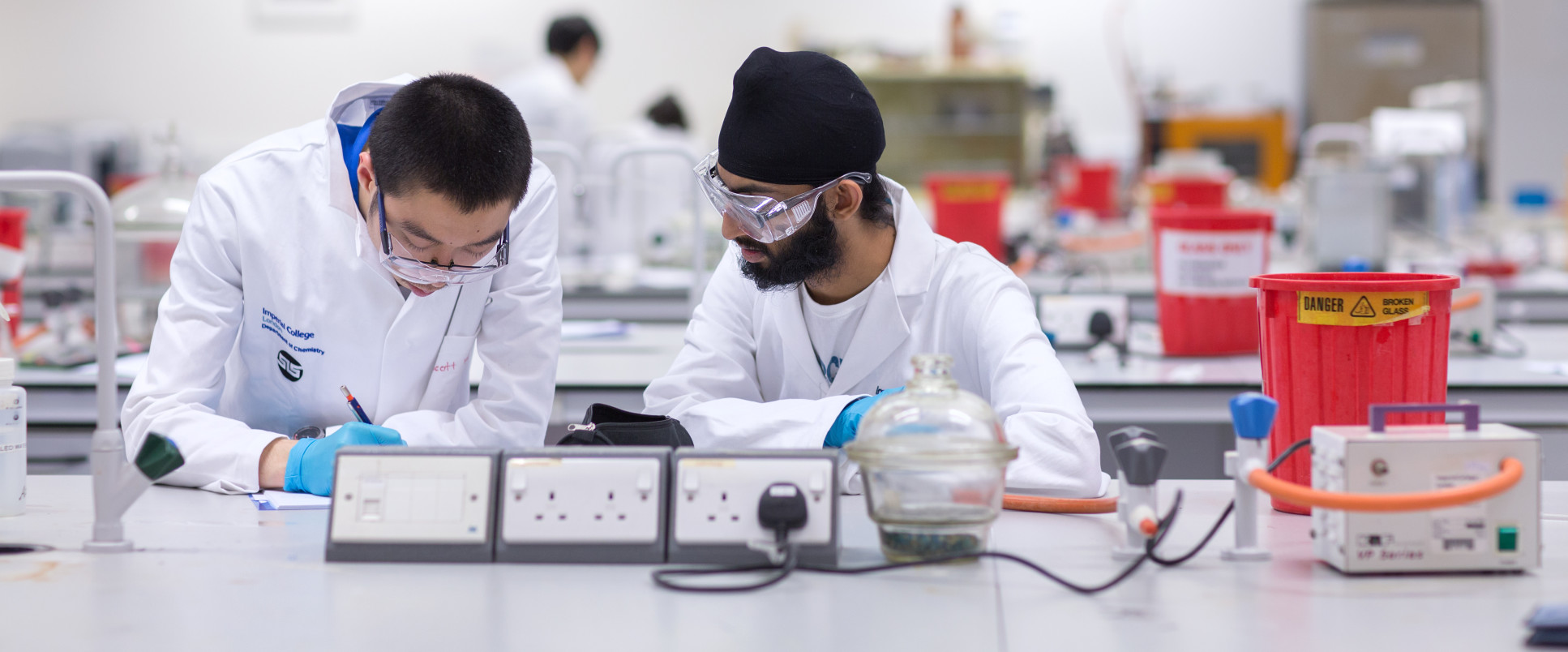 Students working in labs