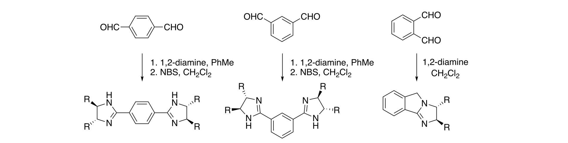 The Reaction of Aromatic Dialdehydes with Enantiopure 1,2-Diamines - an Expeditious Route to Enantiopure Tricyclic Amidines