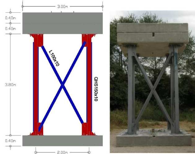 The framed structure used for the experimemnts (Pitlakis et al, 2018)