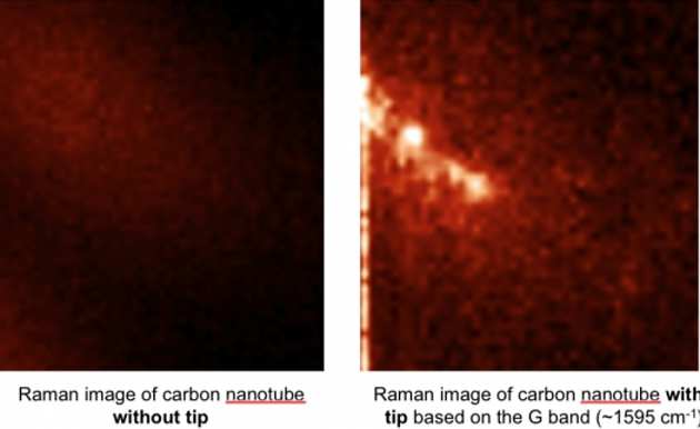 Carbon nanotube with and without AFM tip