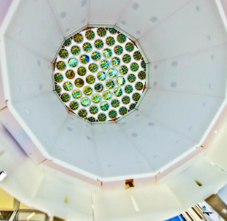 Sensitive equipment is capable of detecting as little as a single photon of light line the top and bottom of the LUX dark matter detector