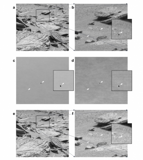 Image showing improvements made by the software to pictures of Martian surface